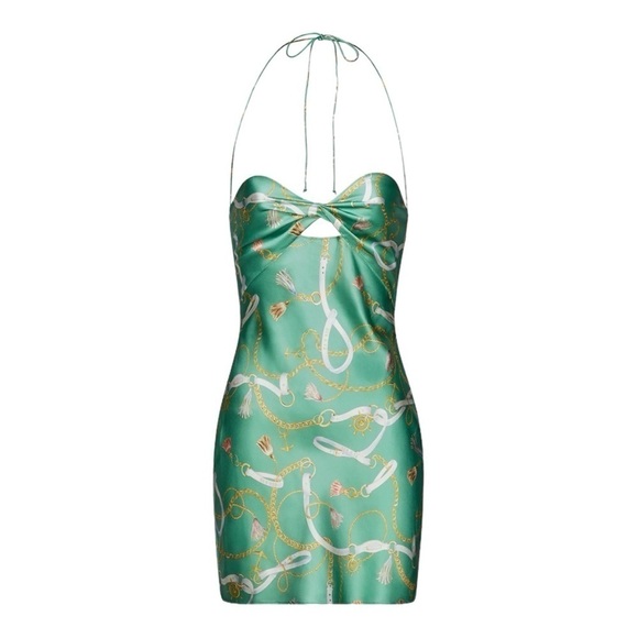 SER.OY.A Farah Silk Dress in Green Nautical NWT - Picture 3 of 9